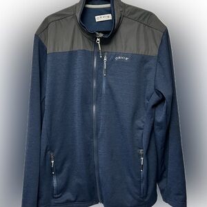 Orvis Men’s Full Zip Fleece Jacket – XL – Navy/Gray – Excellent